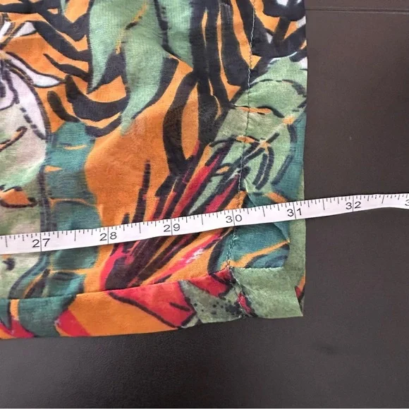 PrettyLittleThing Orange Big Leaf Wide Leg Beach Trousers Woman's Cover Up Sz 8 - Picture 7 of 7